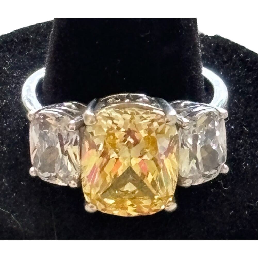 Charles Winston Bella Luce Canary Diamond Stimulants Sterling Ring Size 8.75